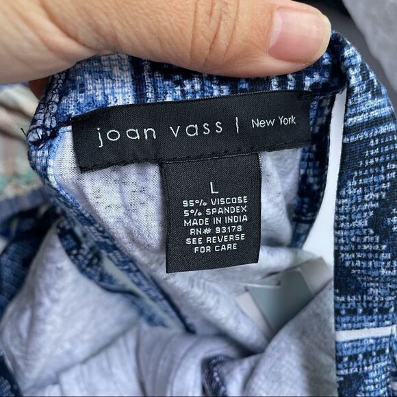 Joan Vass Blue Aztec Print Halter Swing Dress, Cut Back Detail sz large NEW! - Picture 9 of 12